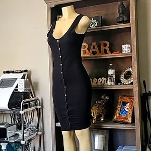 Strap Solid V Neck Sleeveless Fashion Single Breasted Dress (Medium) Never Used